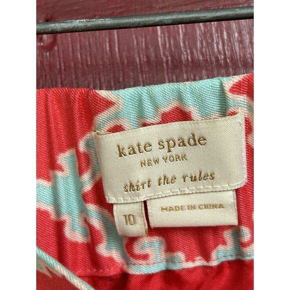 Kate Spade 10 Hot Pink Silk Linen Lattice Damask Print Gold Button Mini … - Picture 3 of 10